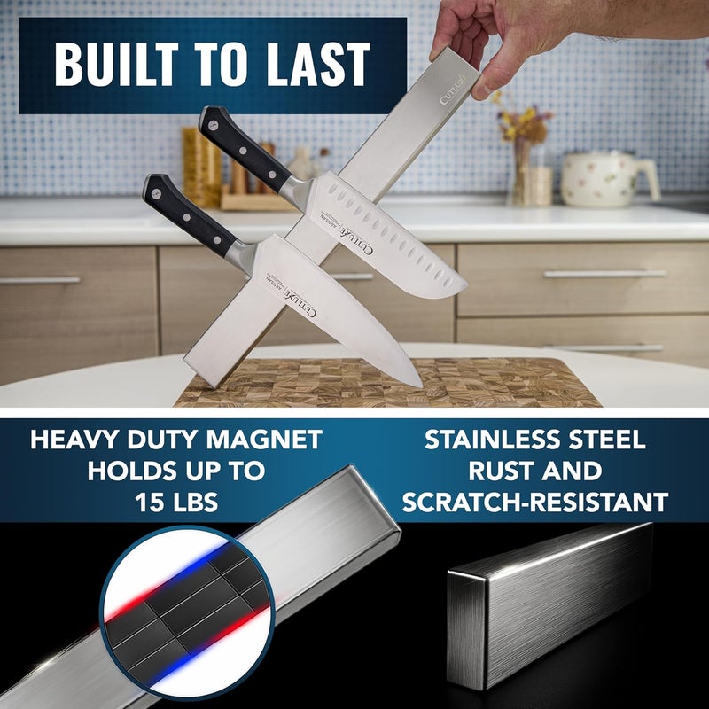 Cutluxe Magnetic Knife Holder for Wall and Fridge - 10" Stainless Steel Knife Magnetic Strip - Holds up 15 lbs, Easy to Mount, With Strong Magnets or Screws - Image 5